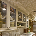 weave metal ceiling with gothic cornice